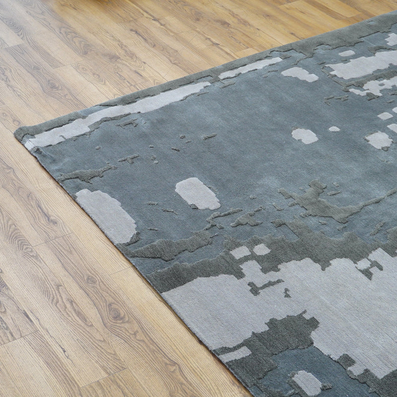 8×10-ft Wool Area Rug in Grey Abstract Pattern, 31