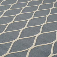 8×10-ft Wool Area Rug in Teal Grey Diamond Raised Pattern – 325, RUG112606