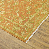 8×10-ft Wool & Cotton Area Rug in Rust Floral Medallion – 32, RN58948
