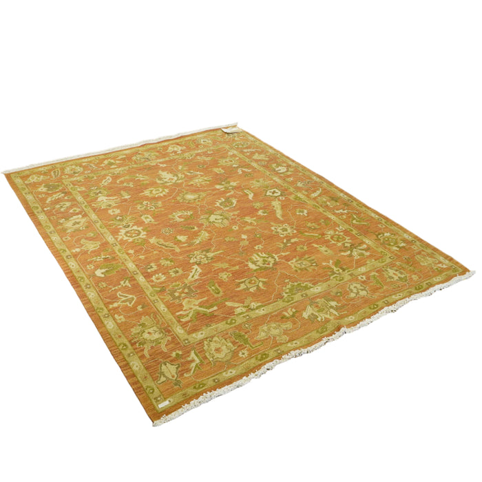 8×10-ft Wool & Cotton Area Rug in Rust Floral Medallion – 32, RN58948