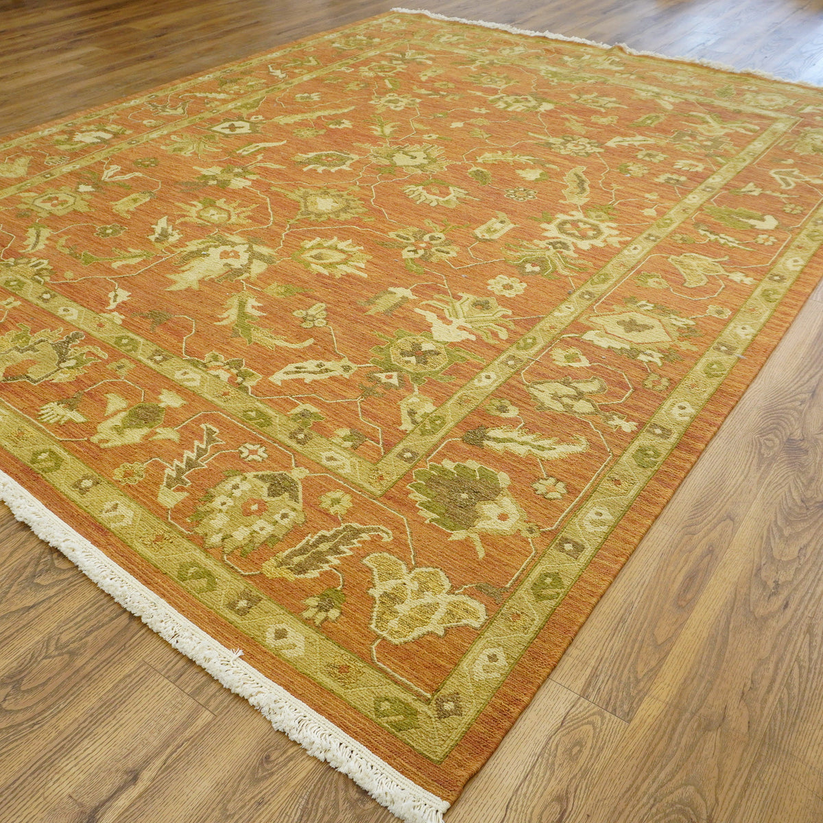 8×10-ft Wool & Cotton Area Rug in Rust Floral Medallion – 32, RN58948