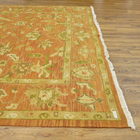 8×10-ft Wool & Cotton Area Rug in Rust Floral Medallion – 32, RN58948