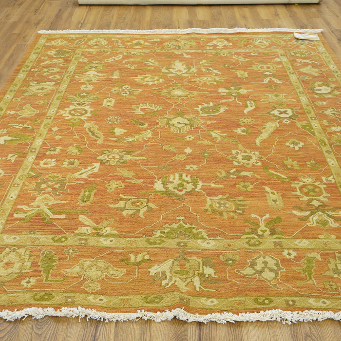 8×10-ft Wool & Cotton Area Rug in Rust Floral Medallion – 32, RN58948