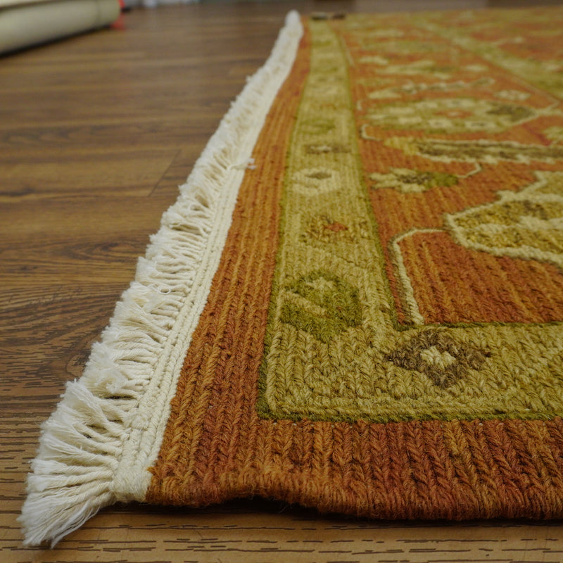 8×10-ft Wool & Cotton Area Rug in Rust Floral Medallion – 32, RN58948