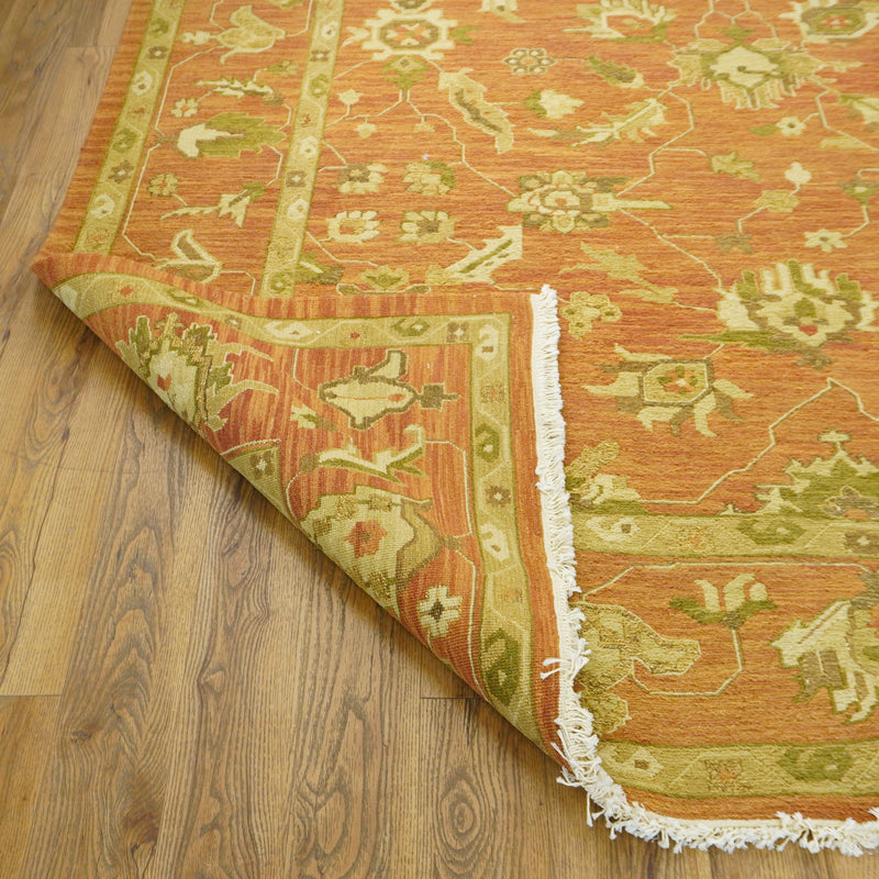 8×10-ft Wool & Cotton Area Rug in Rust Floral Medallion – 32, RN58948