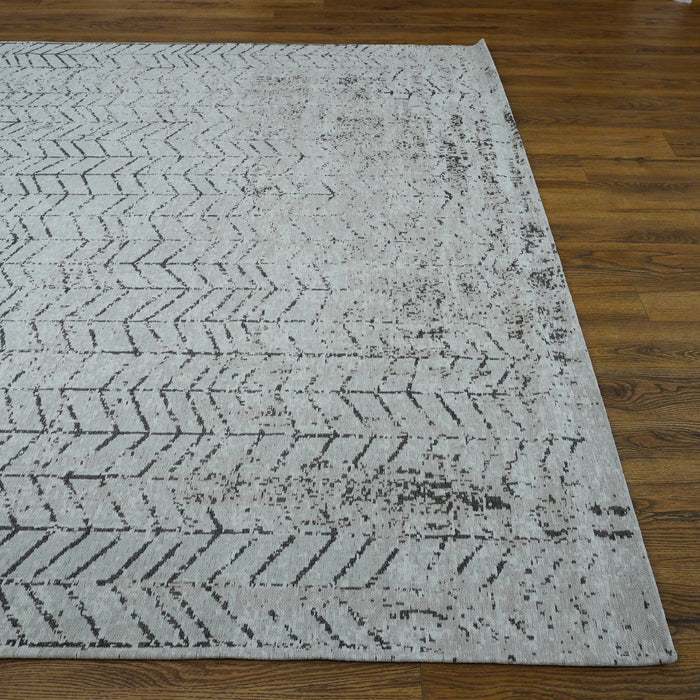 8×11-ft Cotton Chenille Area Rug in Chevron Pattern – 58, 8652