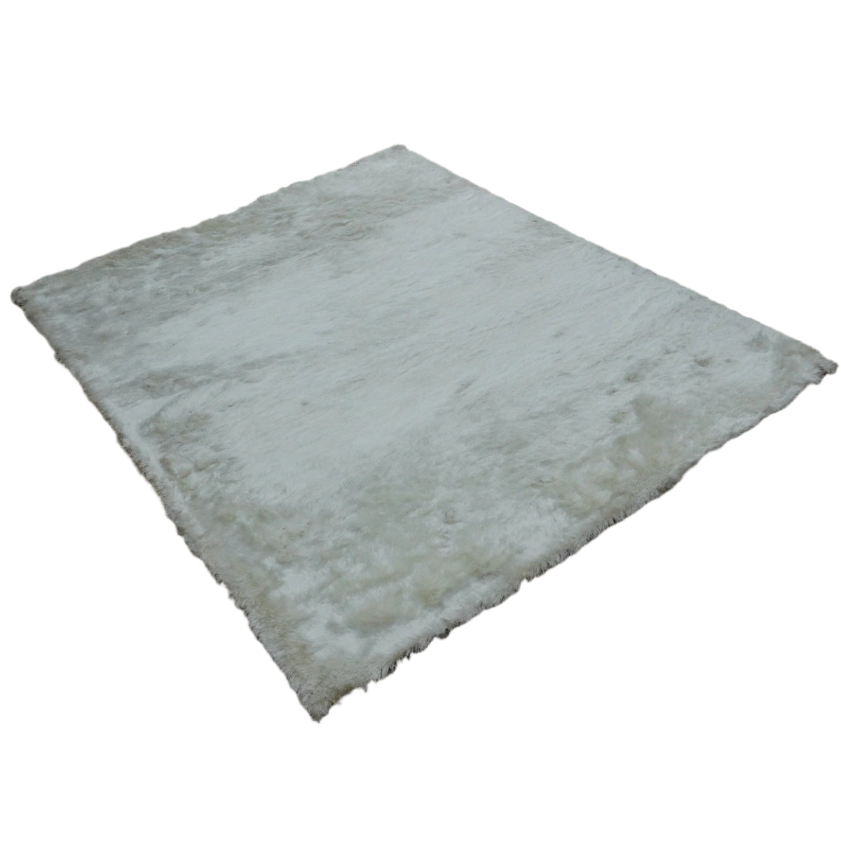 8×10-ft White Fluffy Shag Rug in Polyester, 322