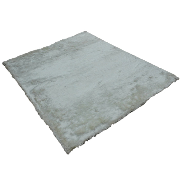 8×10-ft White Fluffy Shag Rug in Polyester, 322