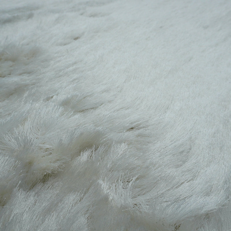 8×10-ft White Fluffy Shag Rug in Polyester, 322