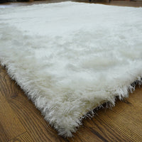 8×10-ft White Fluffy Shag Rug in Polyester, 322