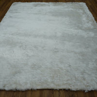 8×10-ft White Fluffy Shag Rug in Polyester, 322