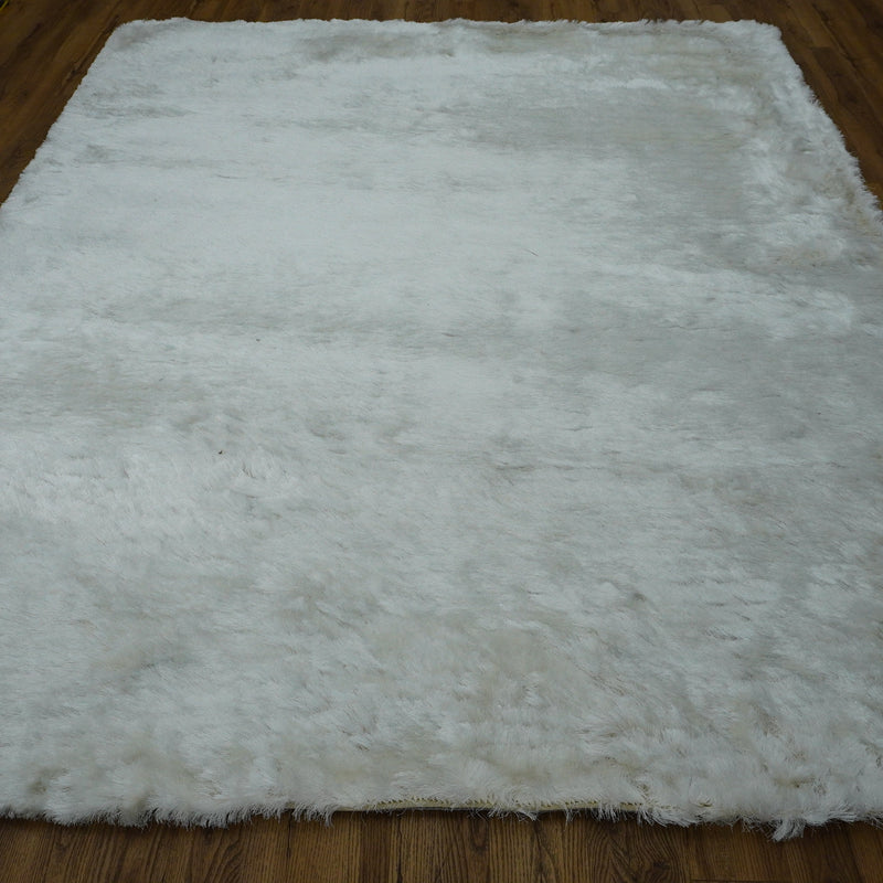 8×10-ft White Fluffy Shag Rug in Polyester, 322