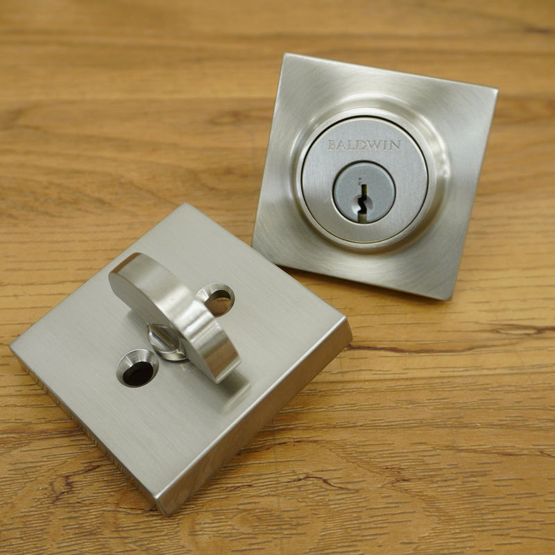 Contemporary Square Single Cylinder Deadbolt in Satin Nickel, SC.CSD.150.SLUL.SS.CKY.MK.KD