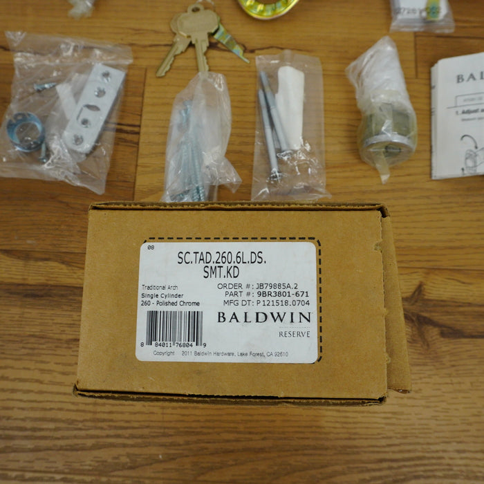 Traditional Arch Single Cylinder Deadbolt in Polished Chrome, SC.TAD.260.6L.DS.SMT.KD