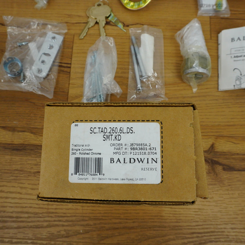 Traditional Arch Single Cylinder Deadbolt in Polished Chrome, SC.TAD.260.6L.DS.SMT.KD