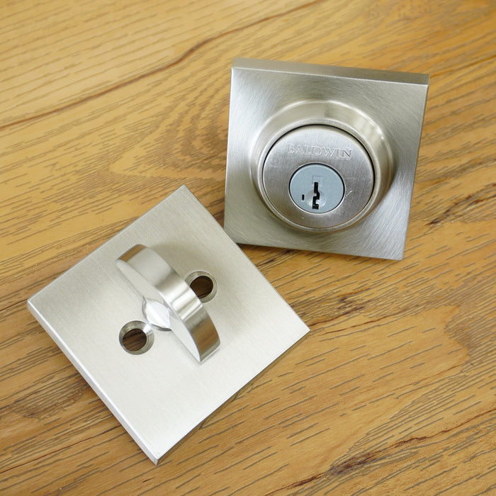 Contemporary Square Single Cylinder Deadbolt in Satin Nickel, SC.CSD.150.SL.SS.SMT.KD