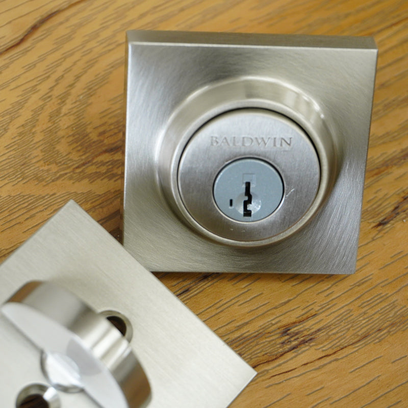 Contemporary Square Single Cylinder Deadbolt in Satin Nickel, SC.CSD.150.SL.SS.SMT.KD