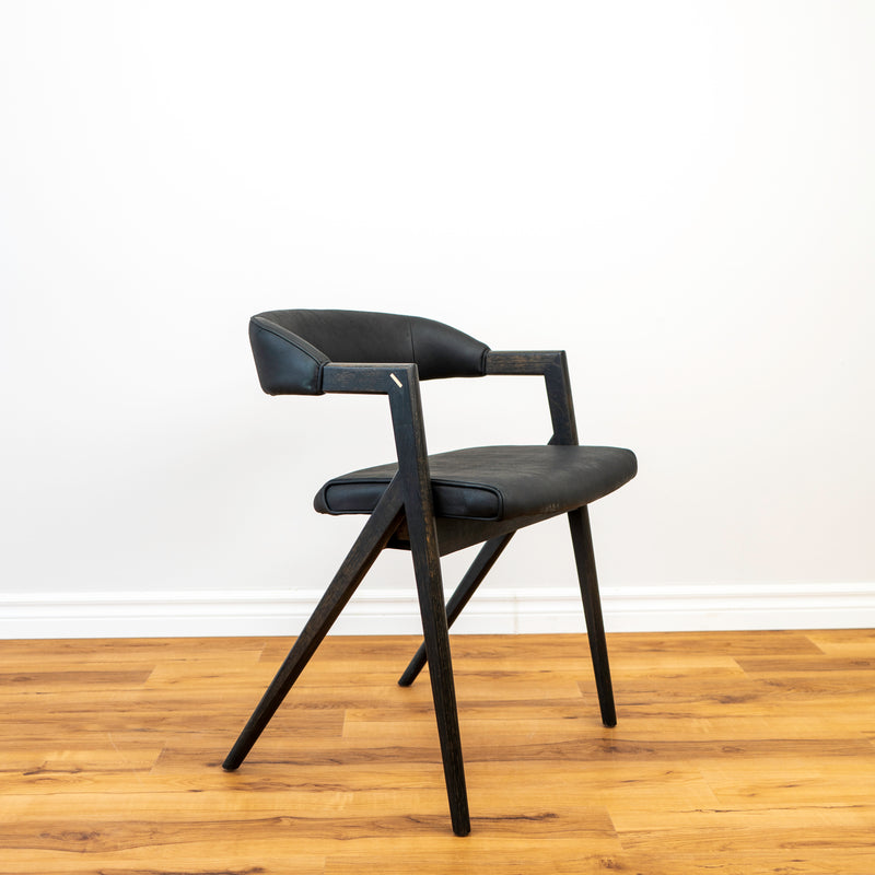 Anita Dining Chair- Raven Leather with Ebonized Frame