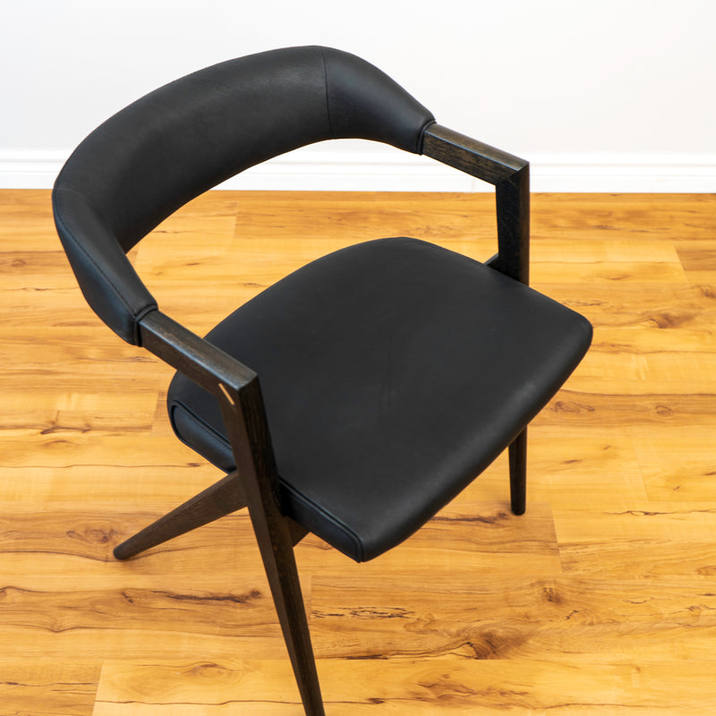 Anita Dining Chair- Raven Leather with Ebonized Frame