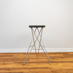 Vintage Metal Bar stool- Grey Faux Leather