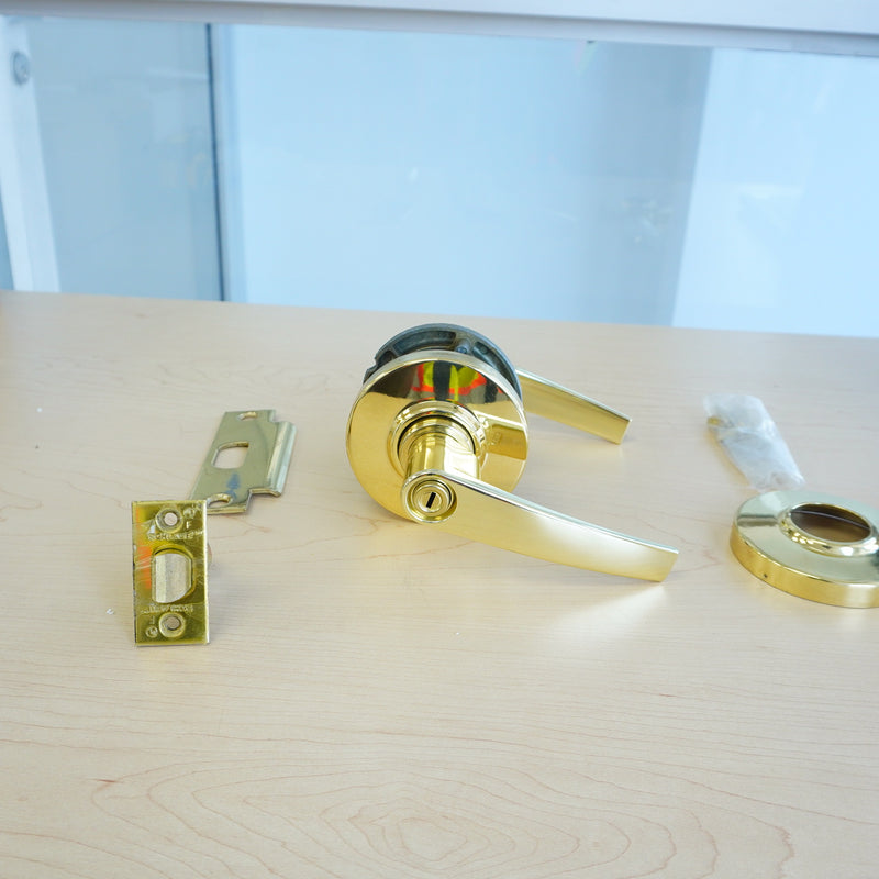Schlage AL40S JUP 605 Privacy Lever Lock – Jupiter Style, Bright Brass
