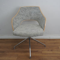 25-Inch W Spider Base Swivel Chair in Grey Fabric Upholstery