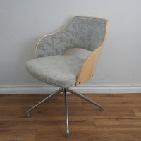 25-Inch W Spider Base Swivel Chair in Grey Fabric Upholstery