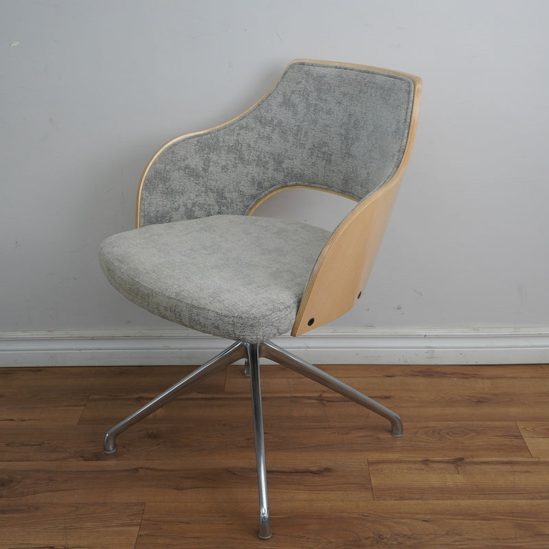 25-Inch W Spider Base Swivel Chair in Grey Fabric Upholstery