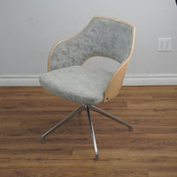 25-Inch W Spider Base Swivel Chair in Grey Fabric Upholstery