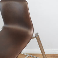 19-Inch W Brown Faux Leather Barstool with Steel Base