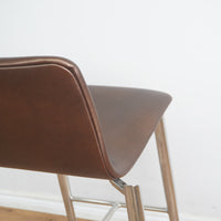 19-Inch W Brown Faux Leather Barstool with Steel Base