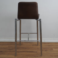 19-Inch W Brown Faux Leather Barstool with Steel Base