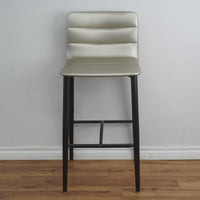 19-Inch W Silver Faux Leather Barstool with Metal Base