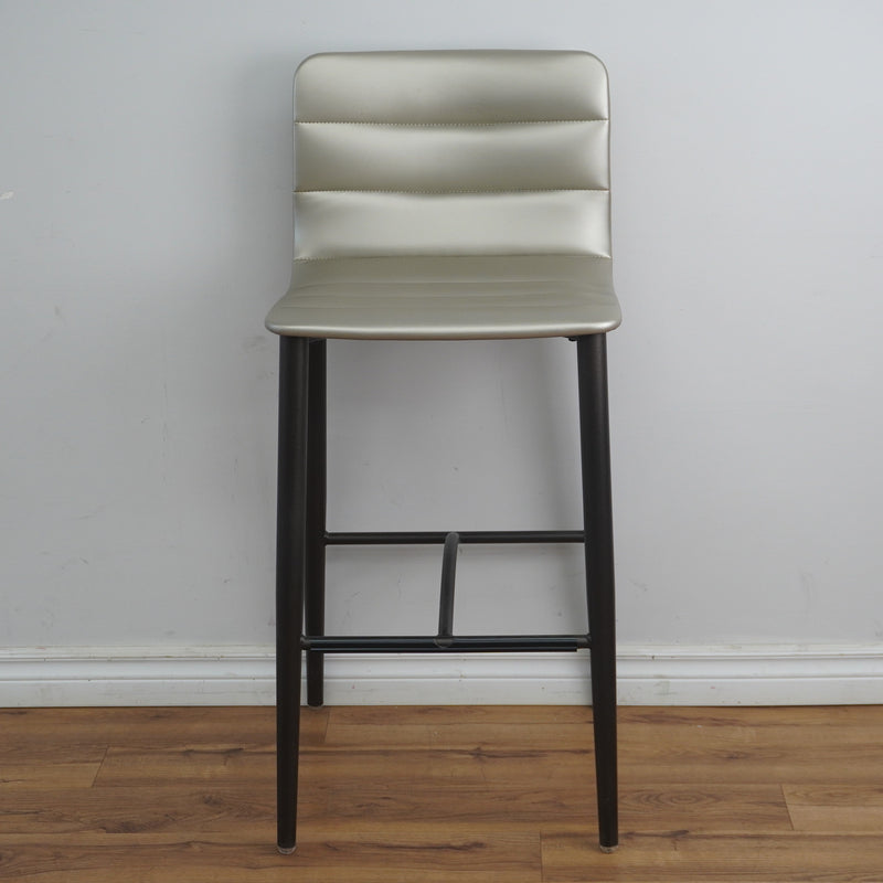 19-Inch W Silver Faux Leather Barstool with Metal Base