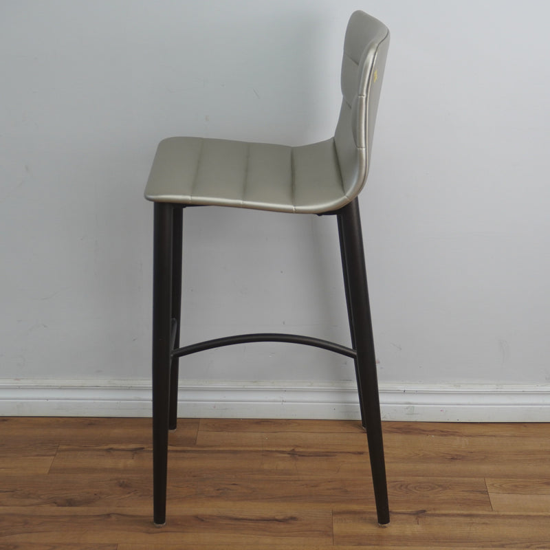 19-Inch W Silver Faux Leather Barstool with Metal Base