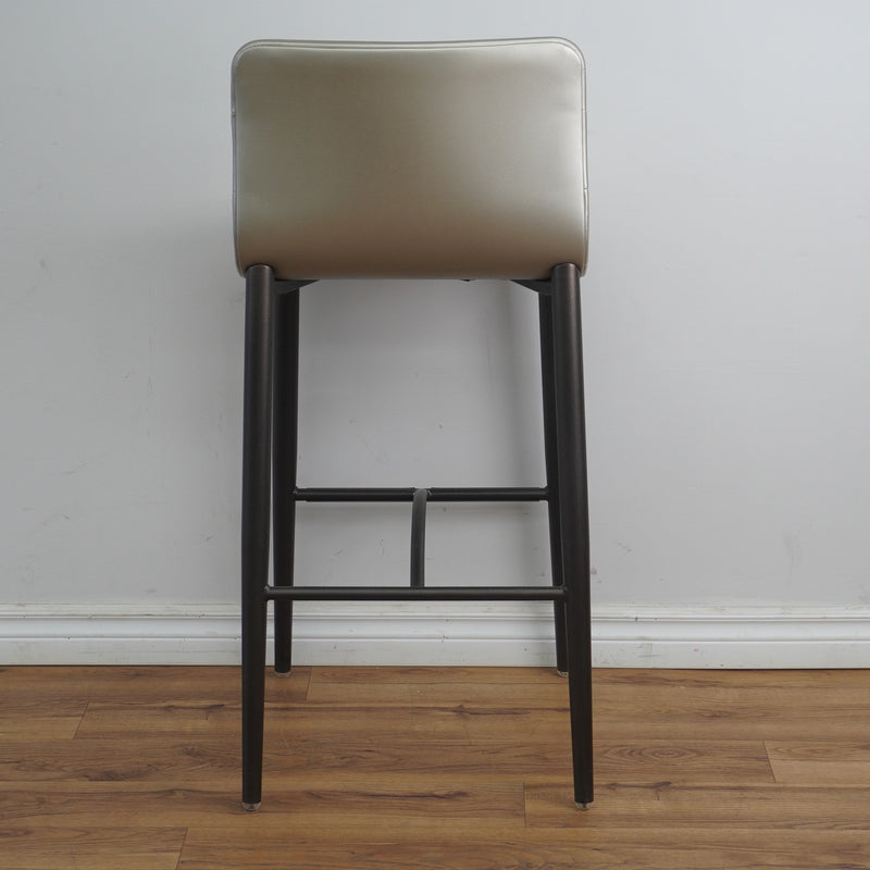 19-Inch W Silver Faux Leather Barstool with Metal Base