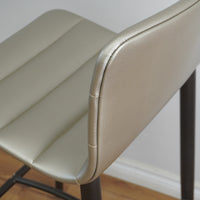 19-Inch W Silver Faux Leather Barstool with Metal Base