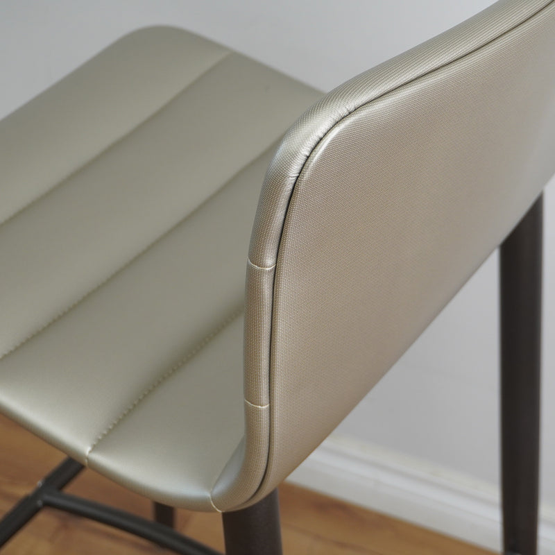 19-Inch W Silver Faux Leather Barstool with Metal Base
