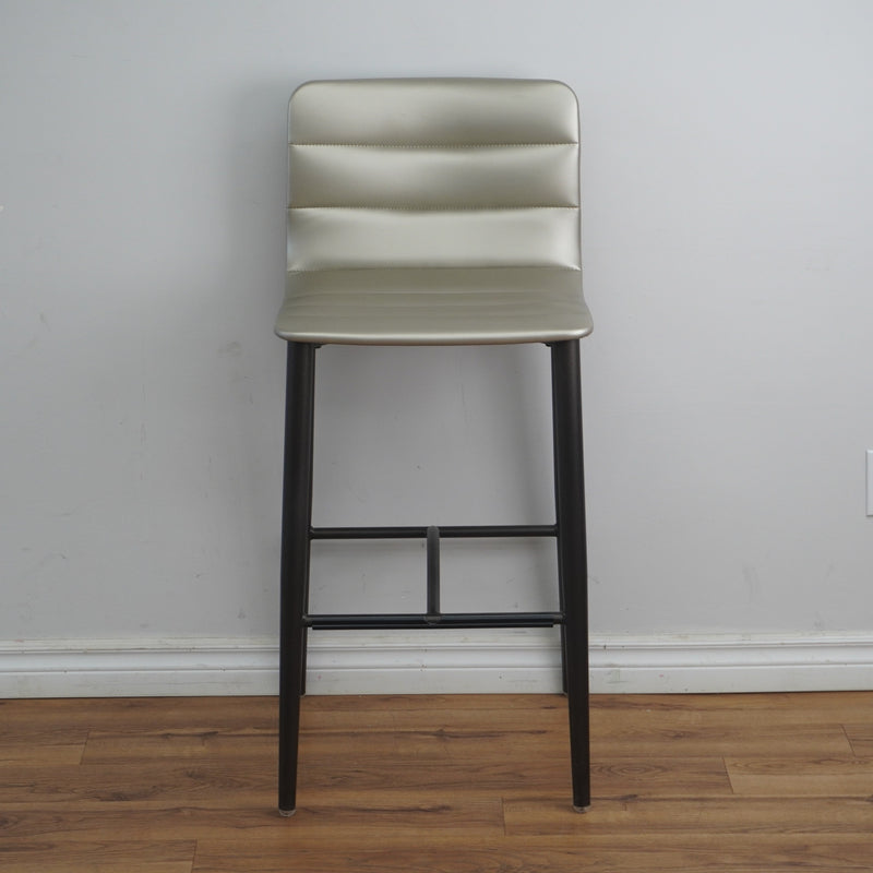 19-Inch W Silver Faux Leather Barstool with Metal Base