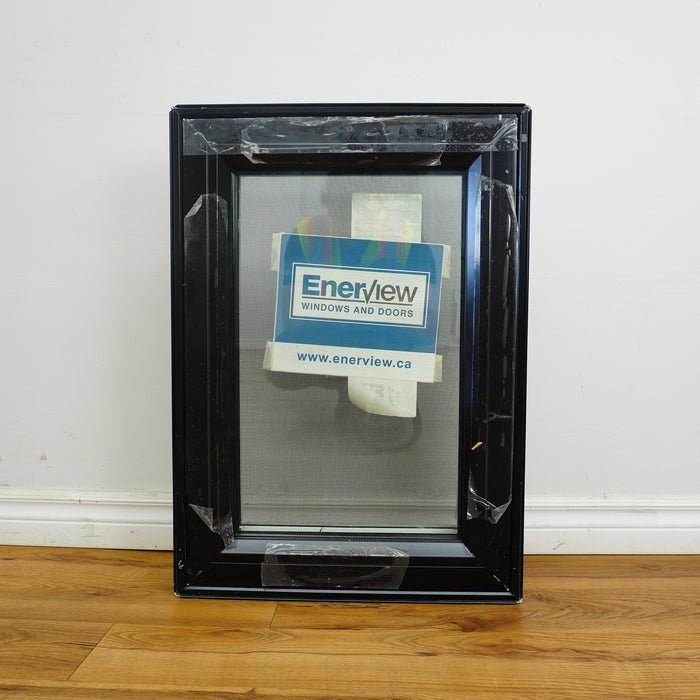 20x28-Inch Casement Window in Gloss Black with Spring Screen