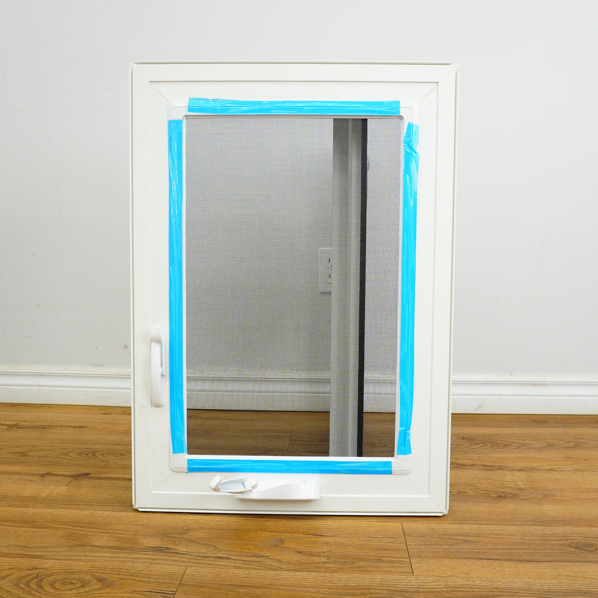20x28-Inch Casement Window in Gloss Black with Spring Screen