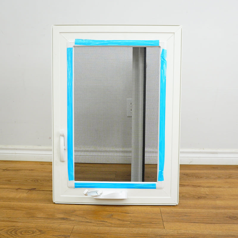 20x28-Inch Casement Window in Gloss Black with Spring Screen