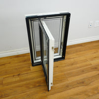 20x28-Inch Casement Window in Gloss Black with Spring Screen
