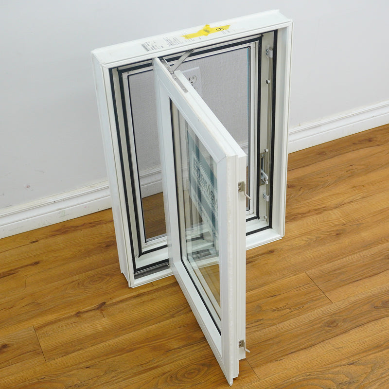 20x28-Inch Casement Window in White with Spring Screen