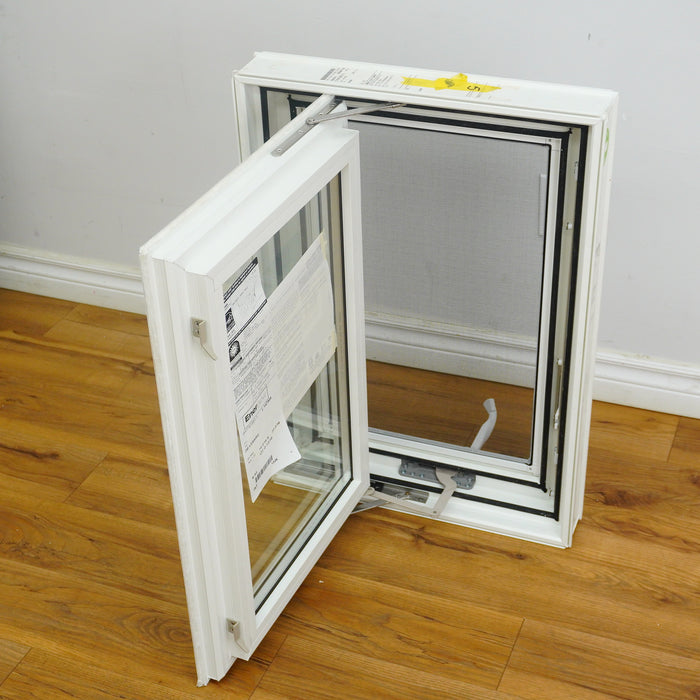 20x28-Inch Casement Window in White with Spring Screen