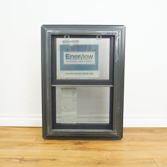 20x28-Inch Double Hung Window in Iron Ore with Spring Screen