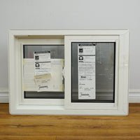 28x20-Inch Double Slider Window in Gloss Brown with Spring Screen