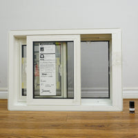 28x20-Inch Double Slider Window in Gloss Brown with Spring Screen