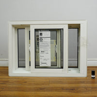 28x20-Inch Double Slider Window in Gloss Brown with Spring Screen