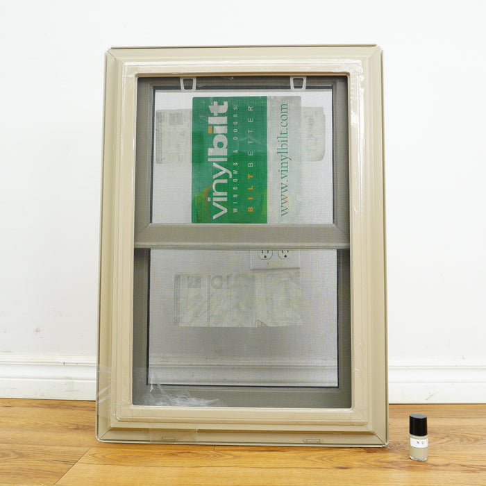 20x28-Inch Double Hung Window in Sandstone with Spring Screen